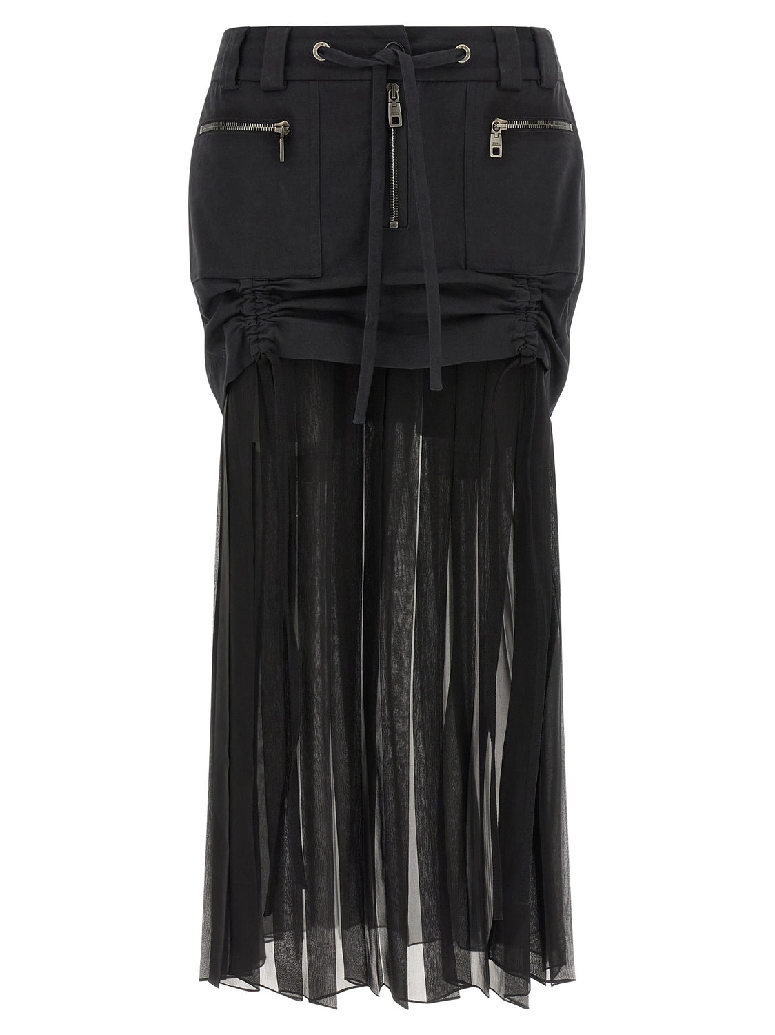 Black Silk Midi Skirt