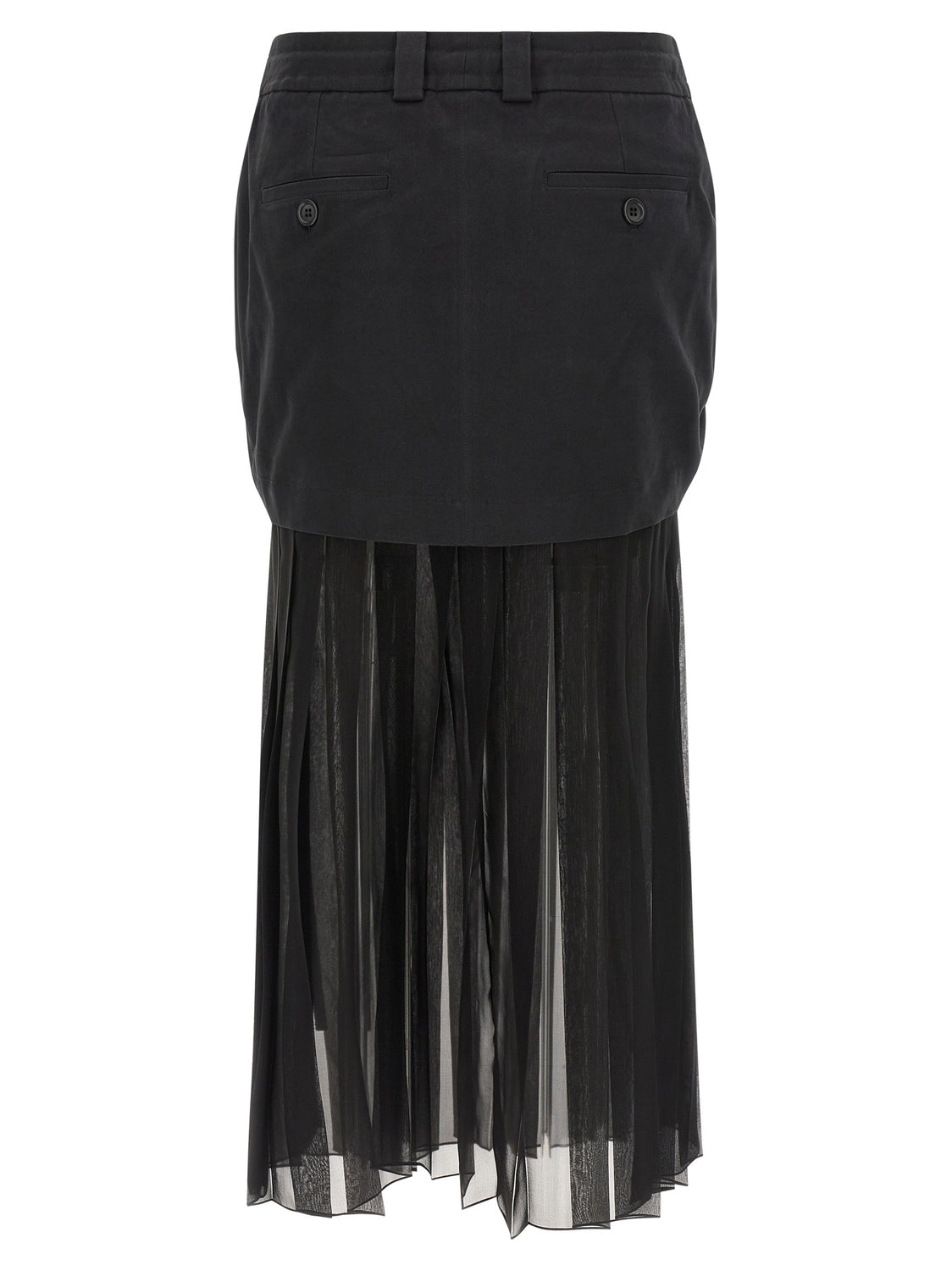 Black Silk Midi Skirt
