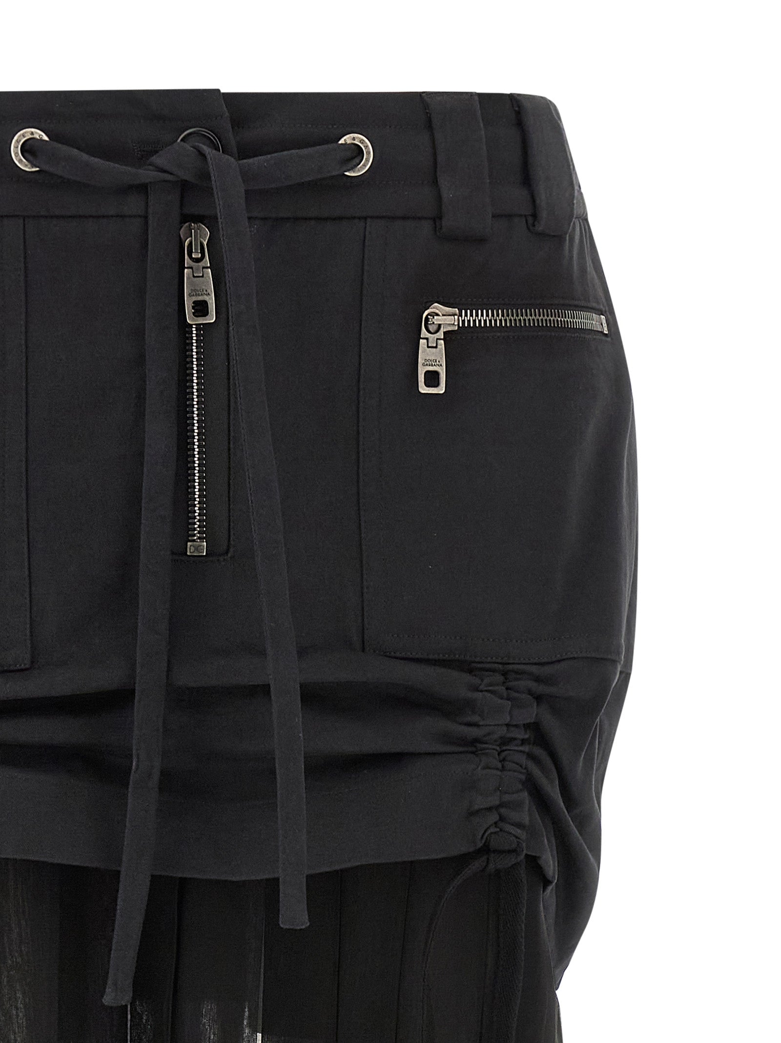 Black Silk Midi Skirt