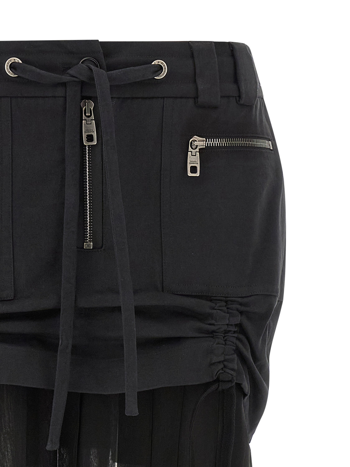 Black Silk Midi Skirt
