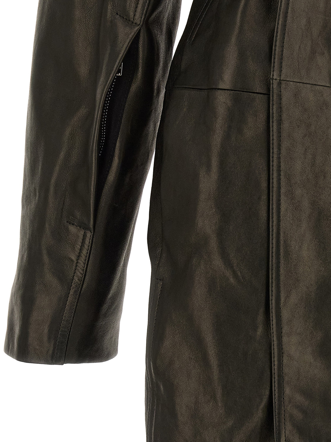 Black Lamb Leather Coat
