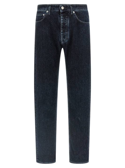 Black Cotton Straight-Leg Jeans