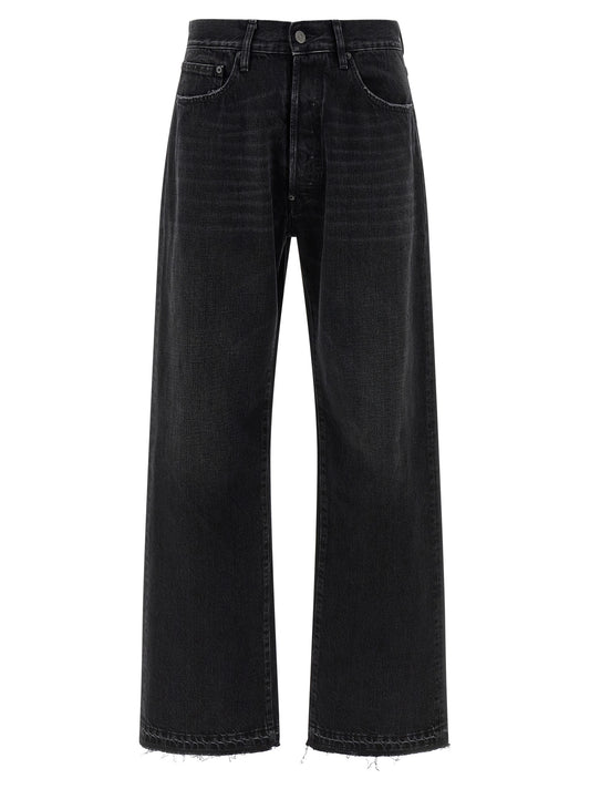 Black Cotton Straight-Leg Jeans