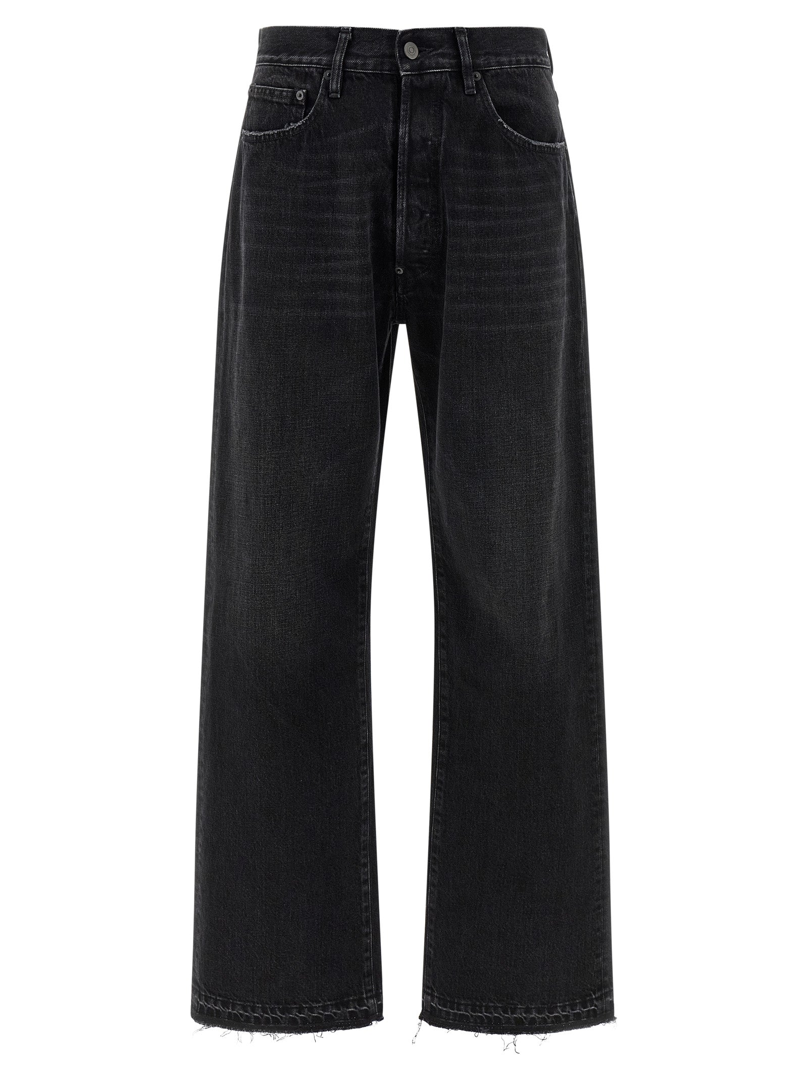 Black Cotton Straight-Leg Jeans