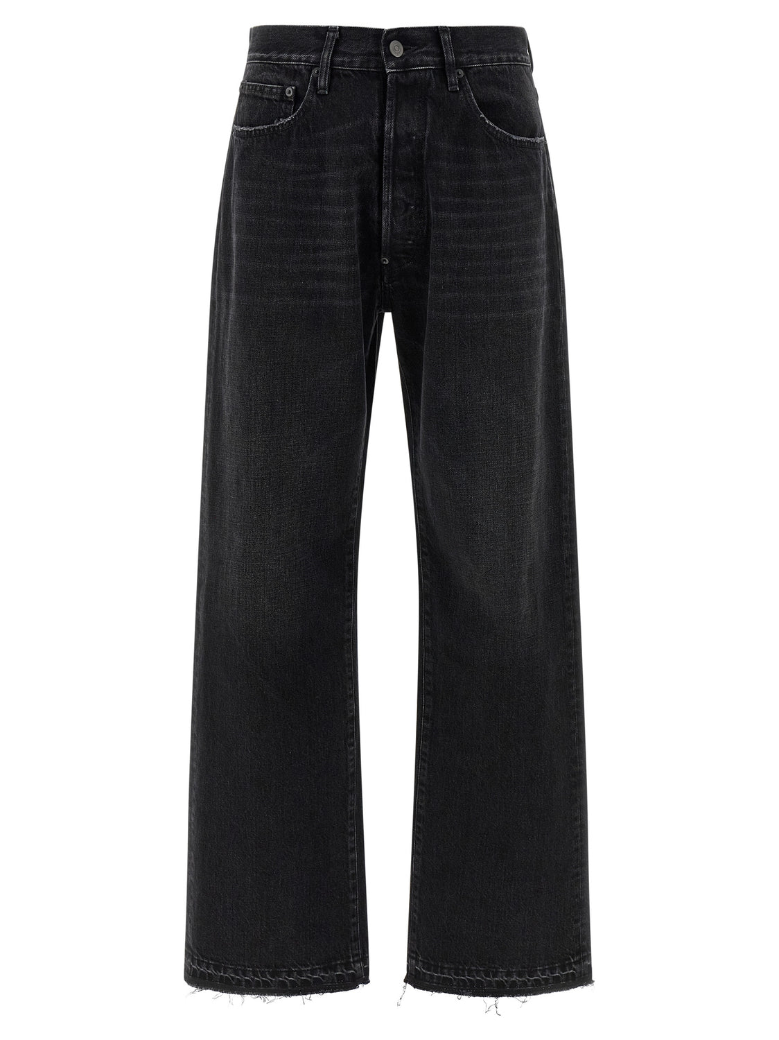 Black Cotton Straight-Leg Jeans