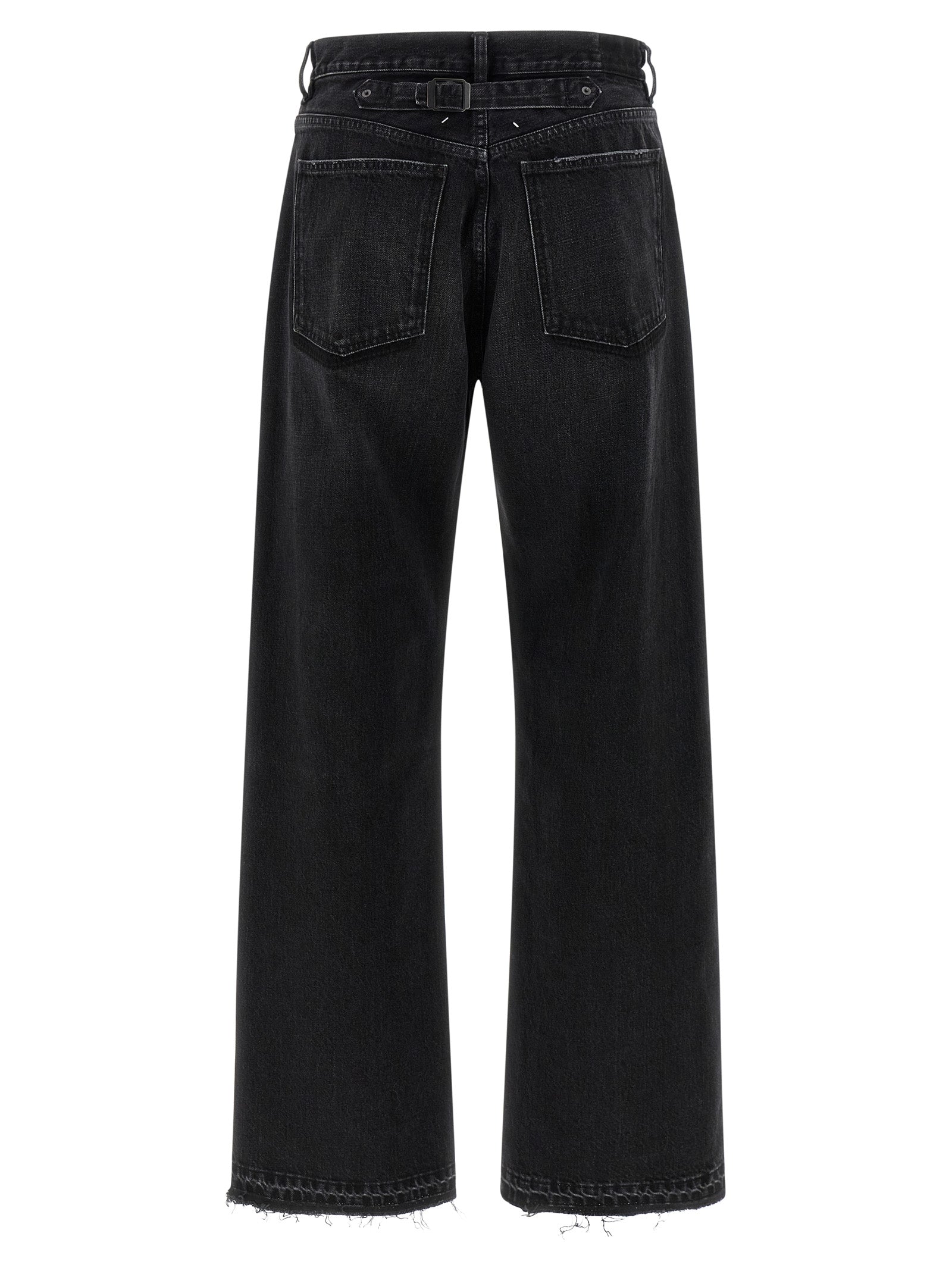 Black Cotton Straight-Leg Jeans