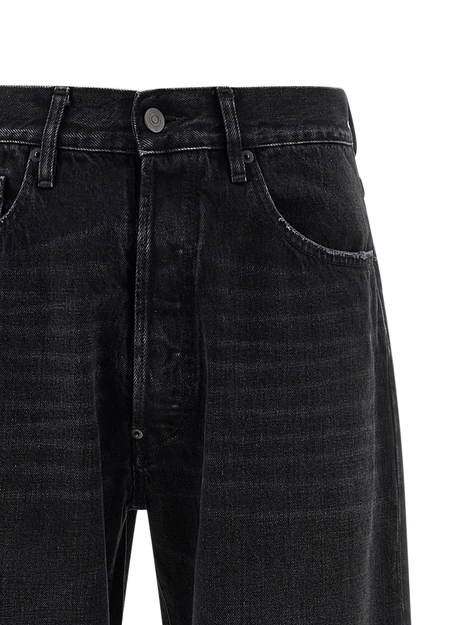Black Cotton Straight-Leg Jeans