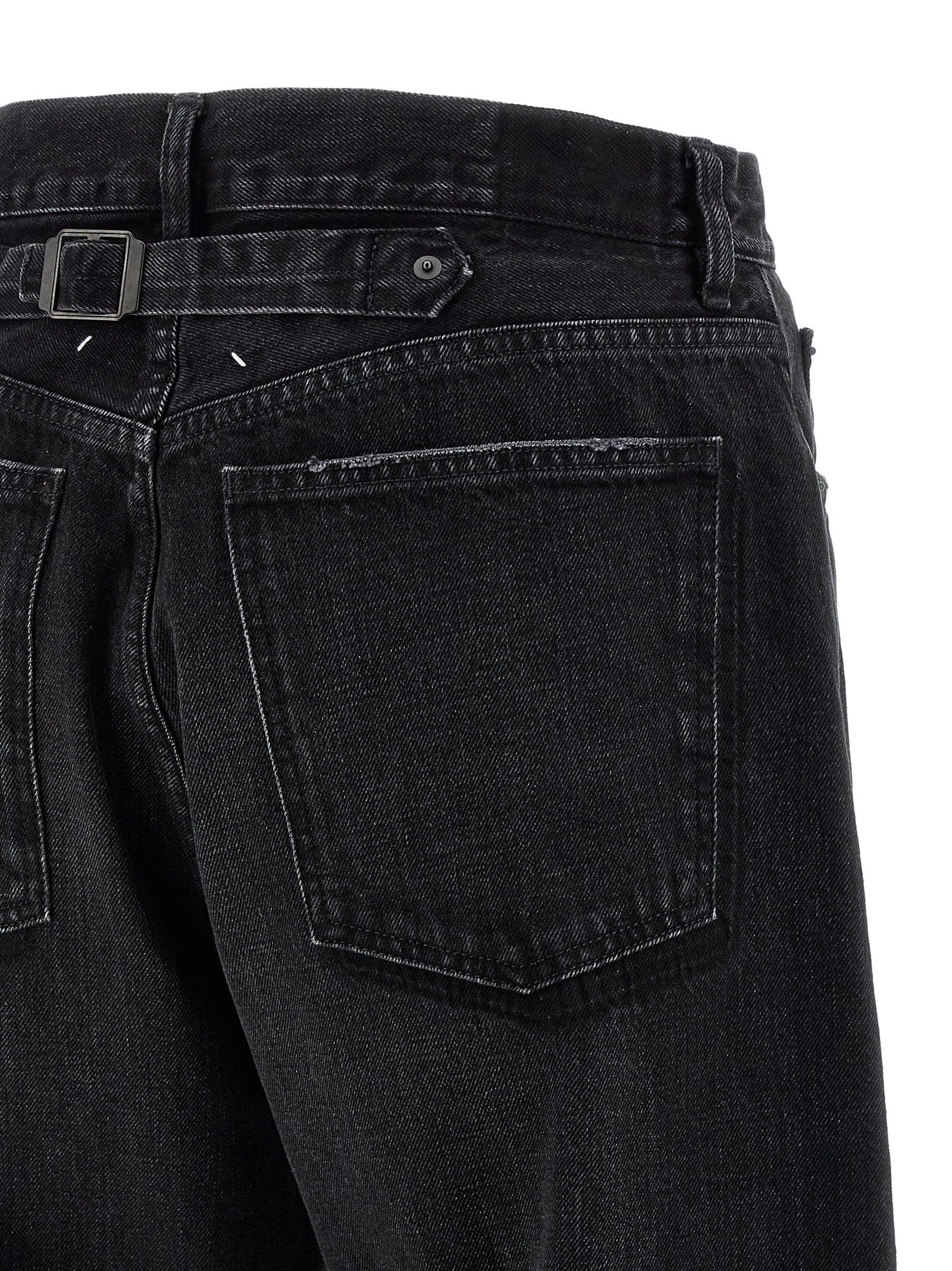 Black Cotton Straight-Leg Jeans