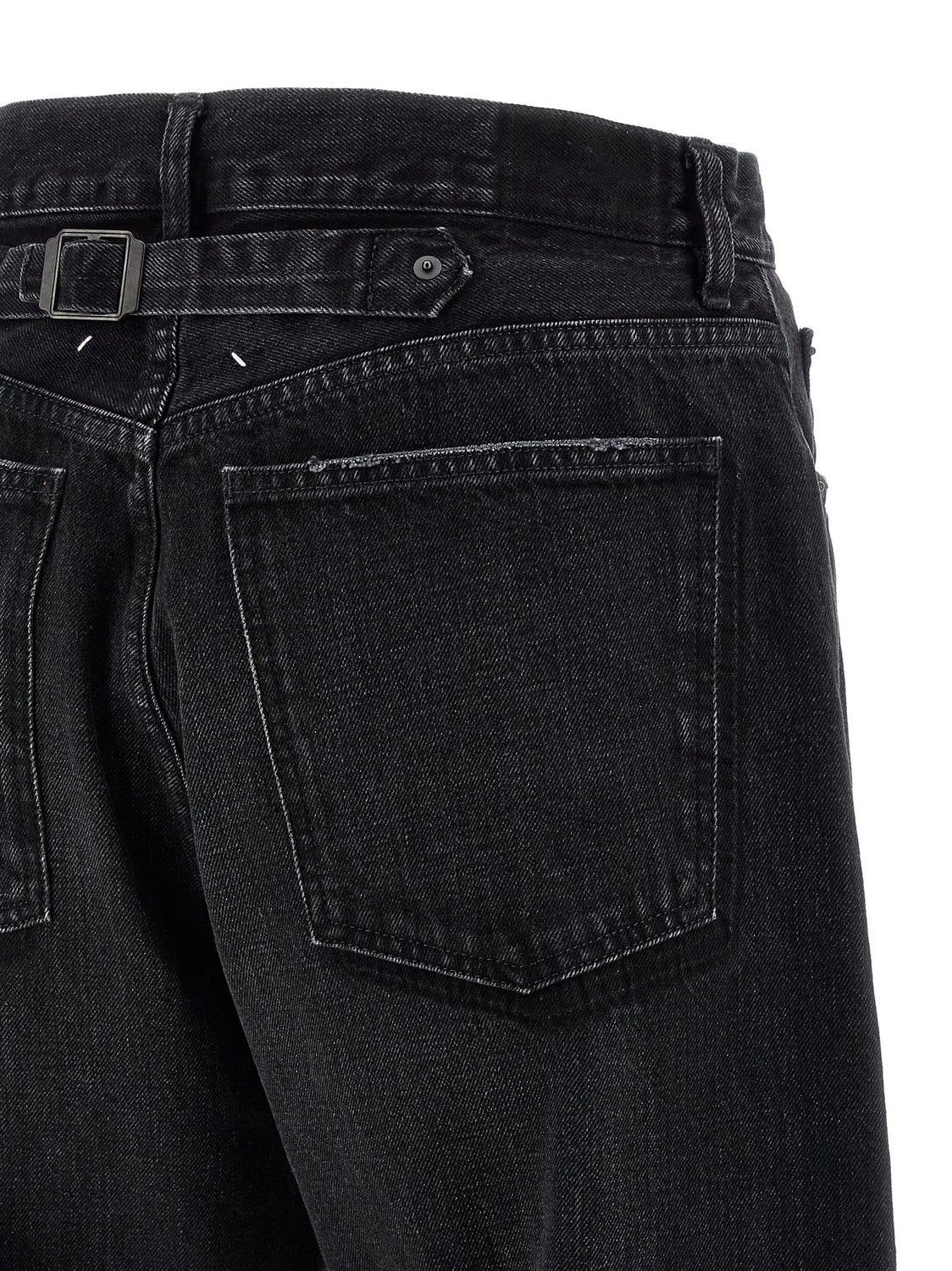 Black Cotton Straight-Leg Jeans