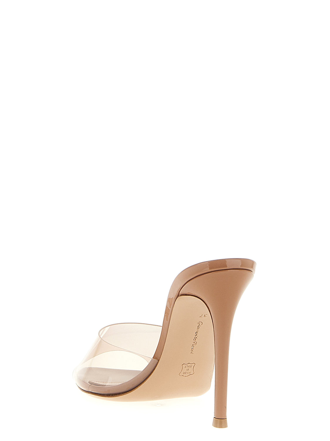 Beige Plastic Stiletto Heel Sandals