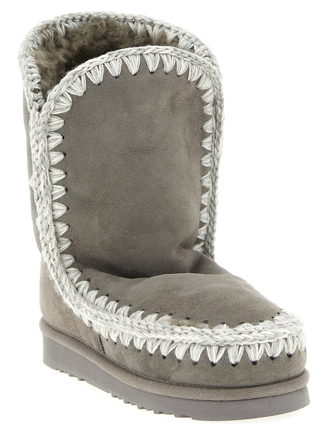 Gray Lambskin Ankle Boots