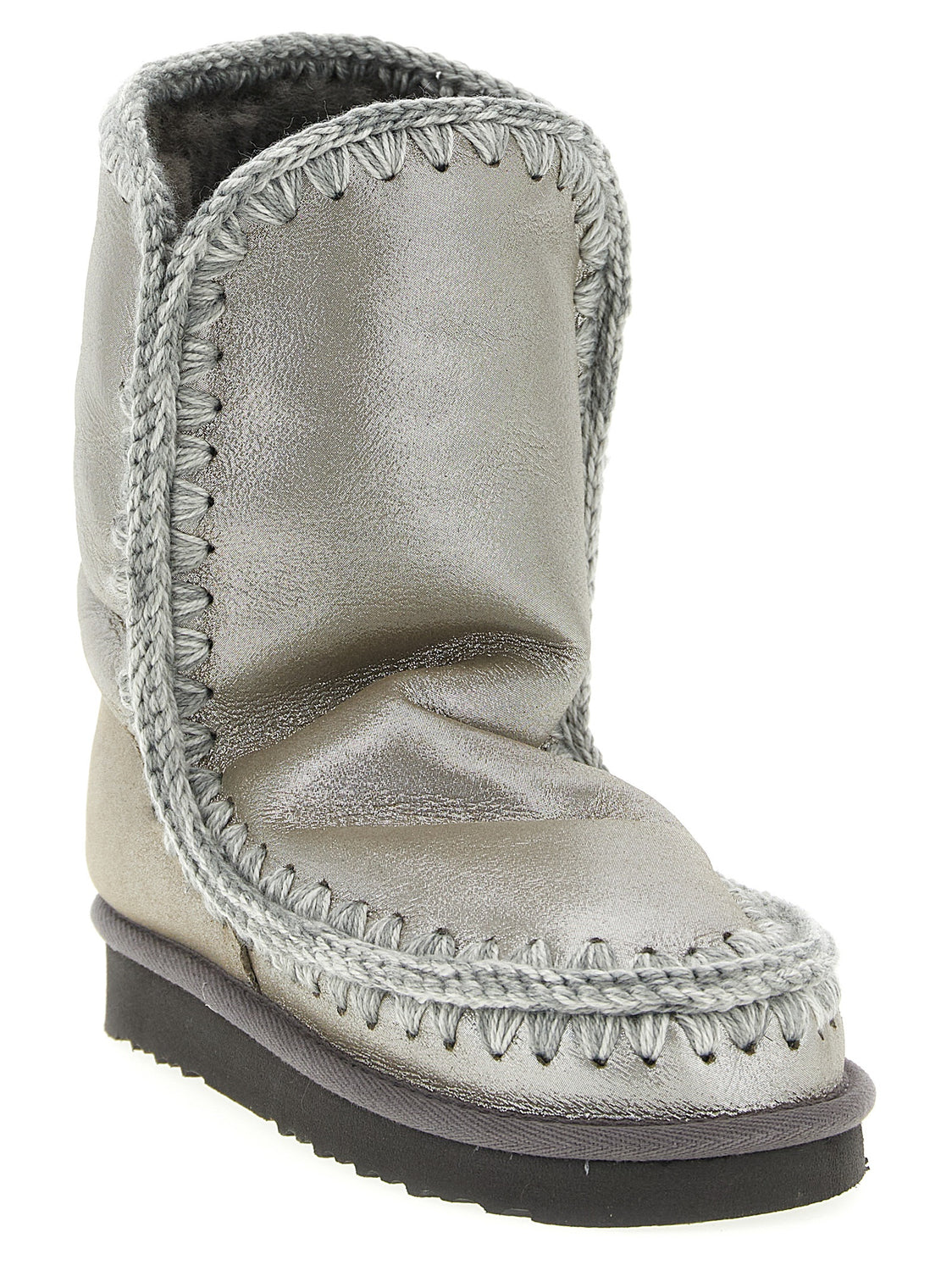 Silver Lambskin Ankle Boots