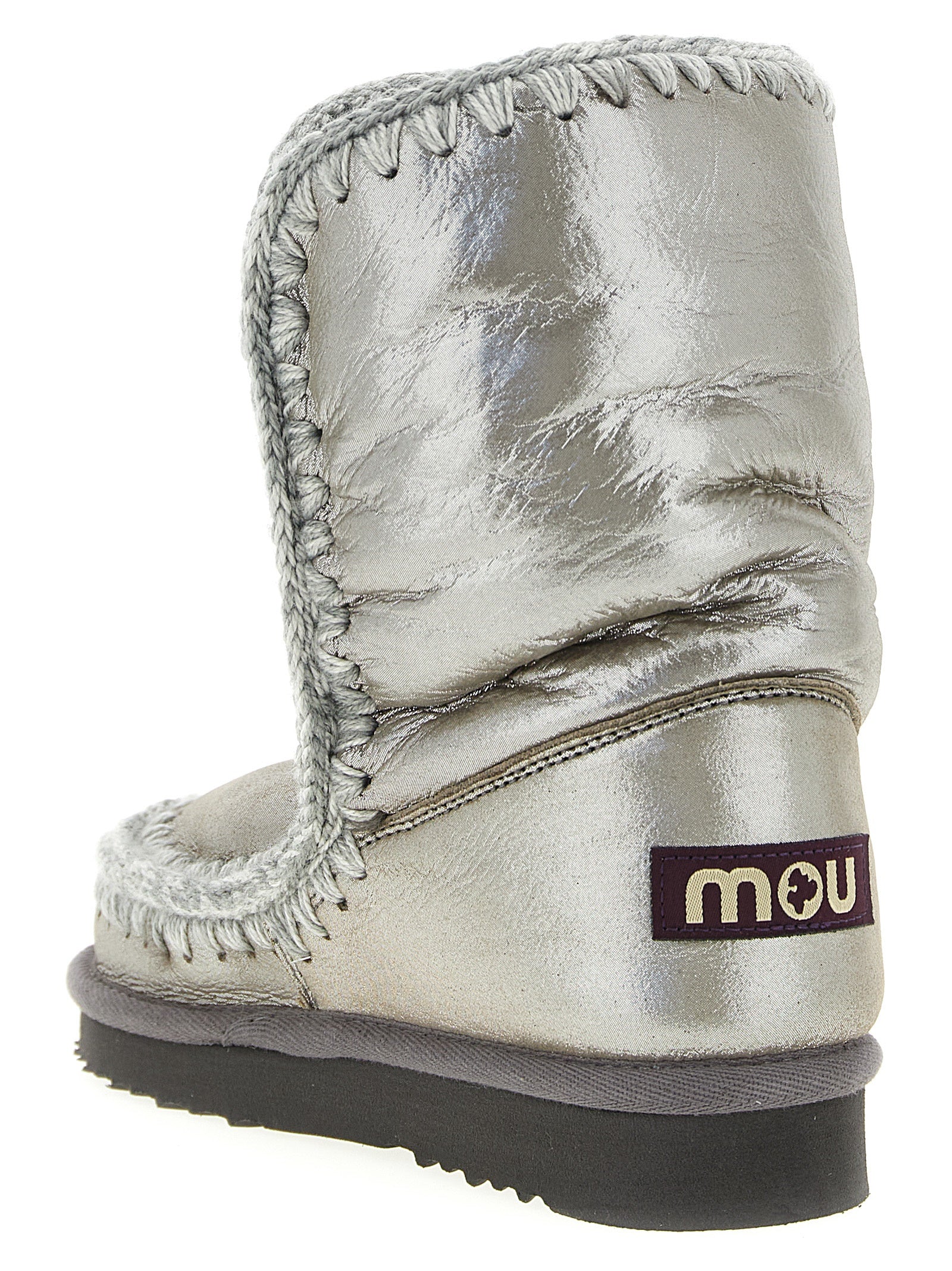 Silver Lambskin Ankle Boots