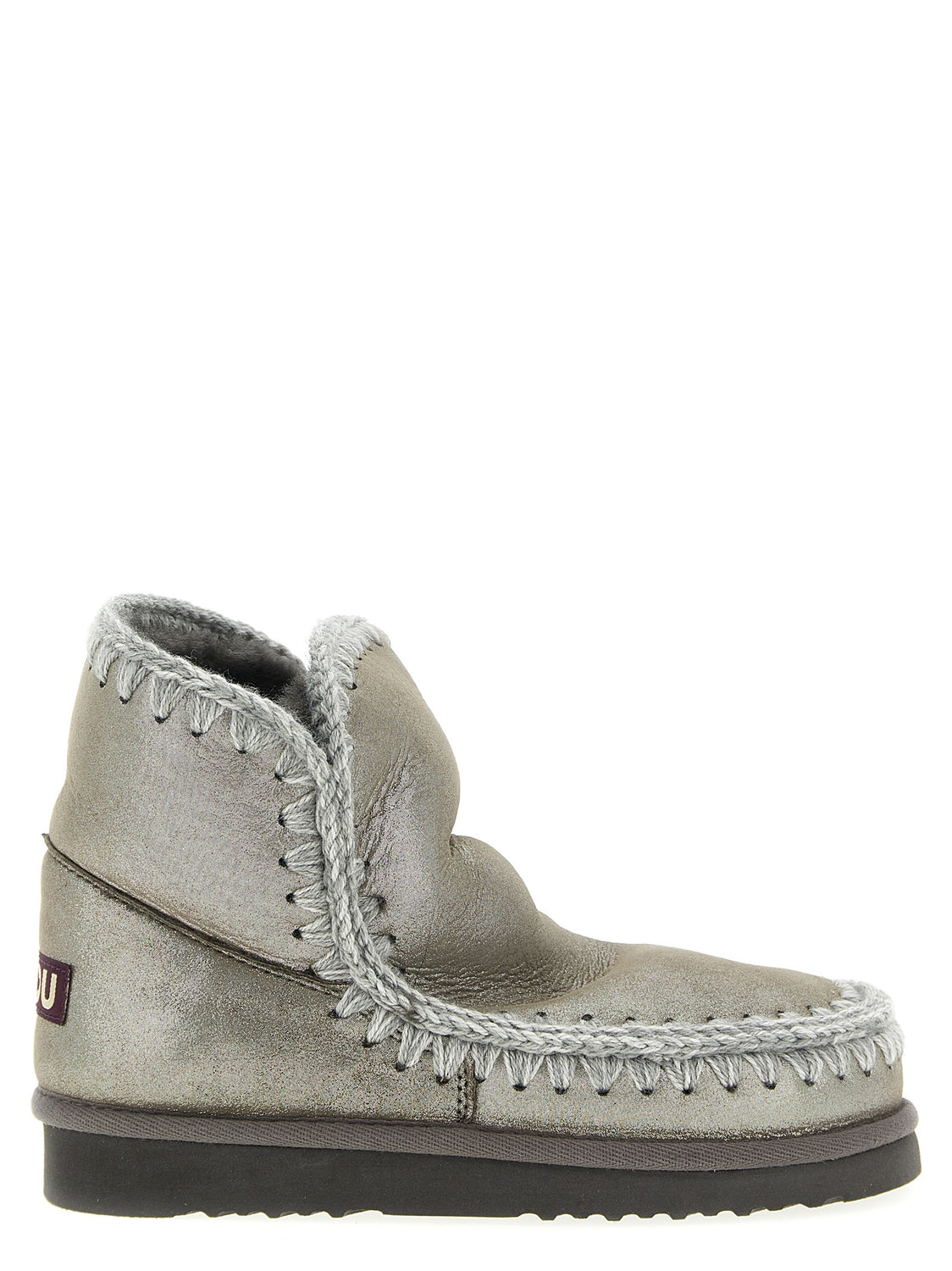 Silver Lambskin Ankle Boots
