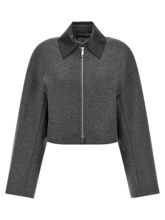Gray Virgin Wool Full-Length Jacket