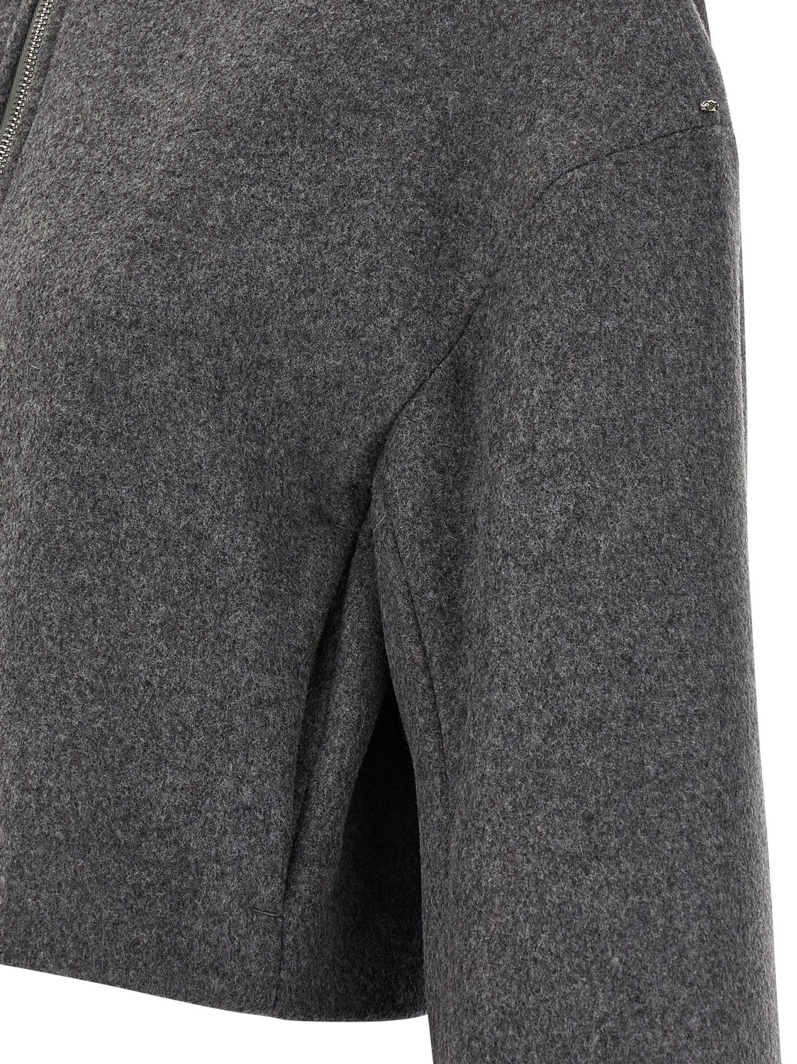 Gray Virgin Wool Full-Length Jacket