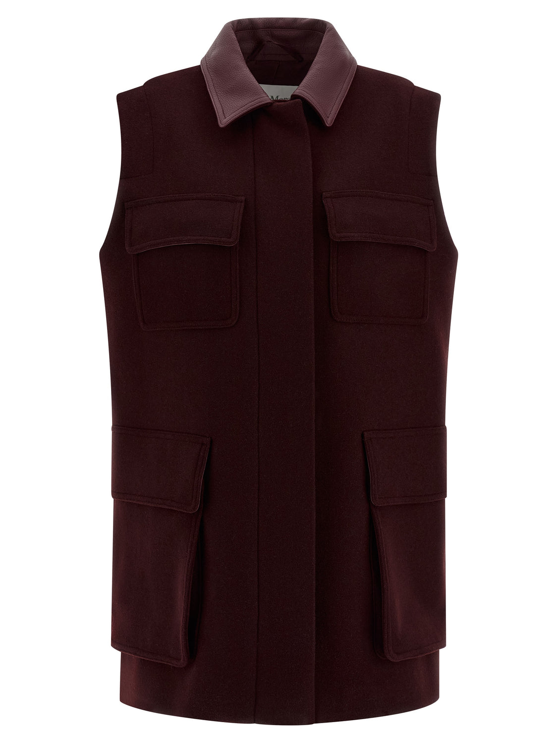 Bordeaux Virgin Wool Sleeveless Jacket