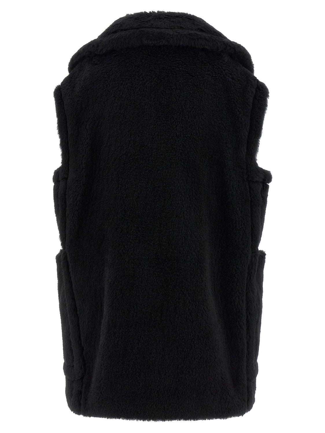 Black Alpaca Leather Sleeveless Jacket