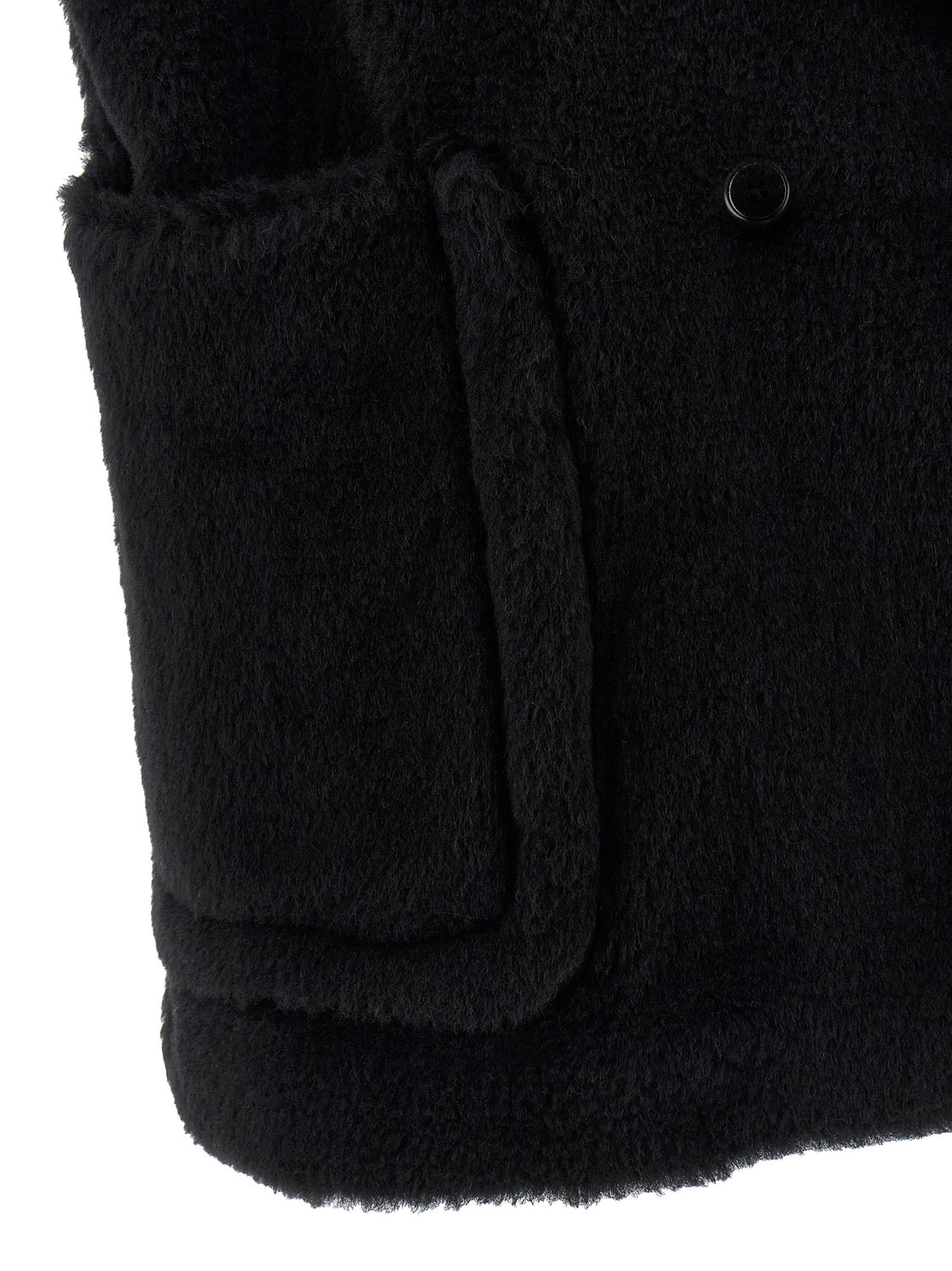 Black Alpaca Leather Sleeveless Jacket