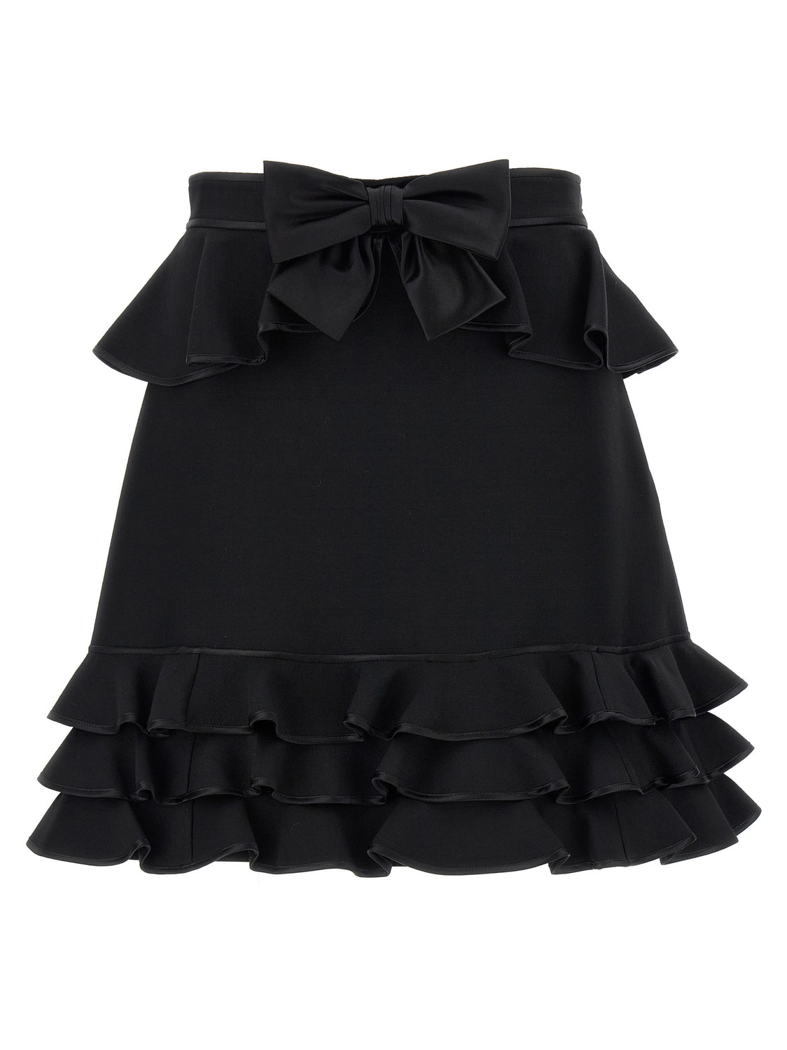 Black Virgin Wool Long Skirt