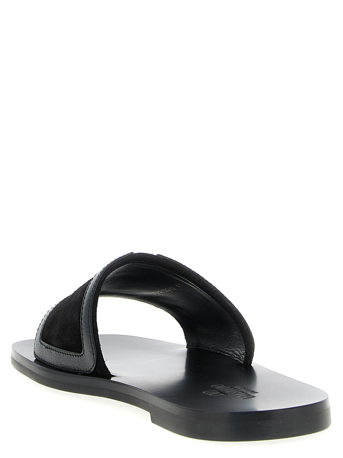 Black Calfskin Slides