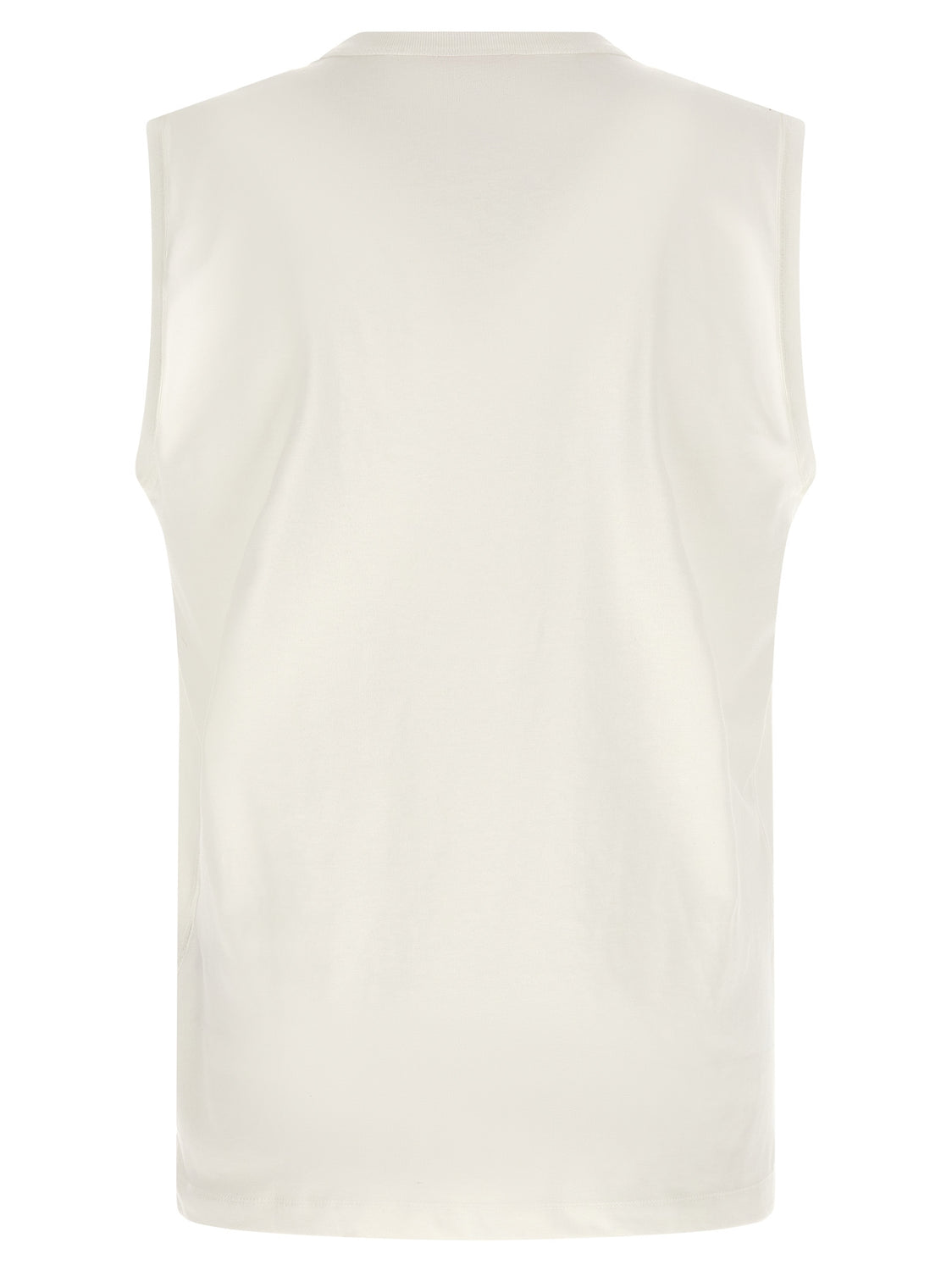 White Cotton Sleeveles T-Shirt