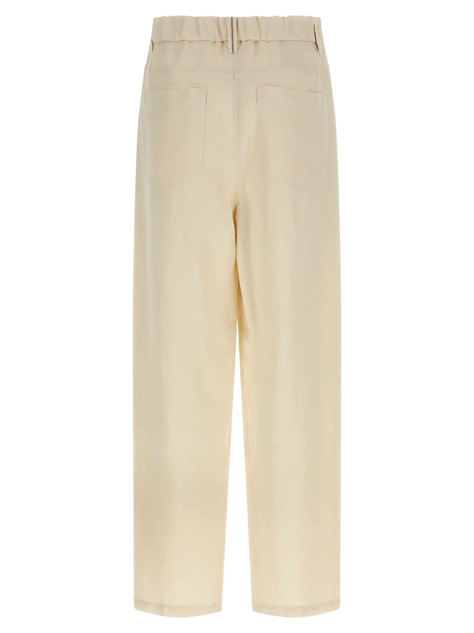 White Viscose Casual Pants