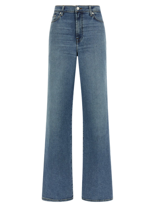 Blue Cotton Straight-Leg Jeans