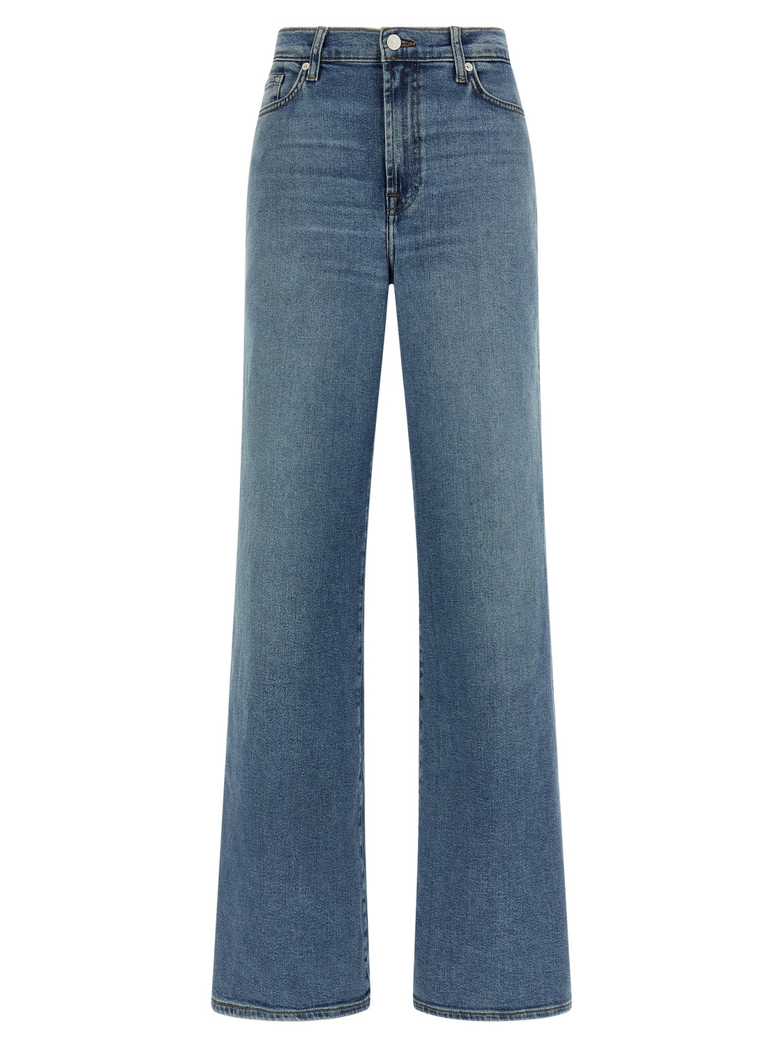 Blue Cotton Straight-Leg Jeans