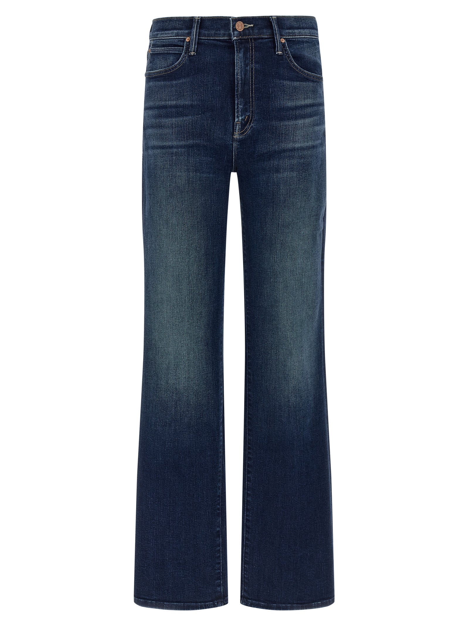Blue Cotton Straight-Leg Jeans
