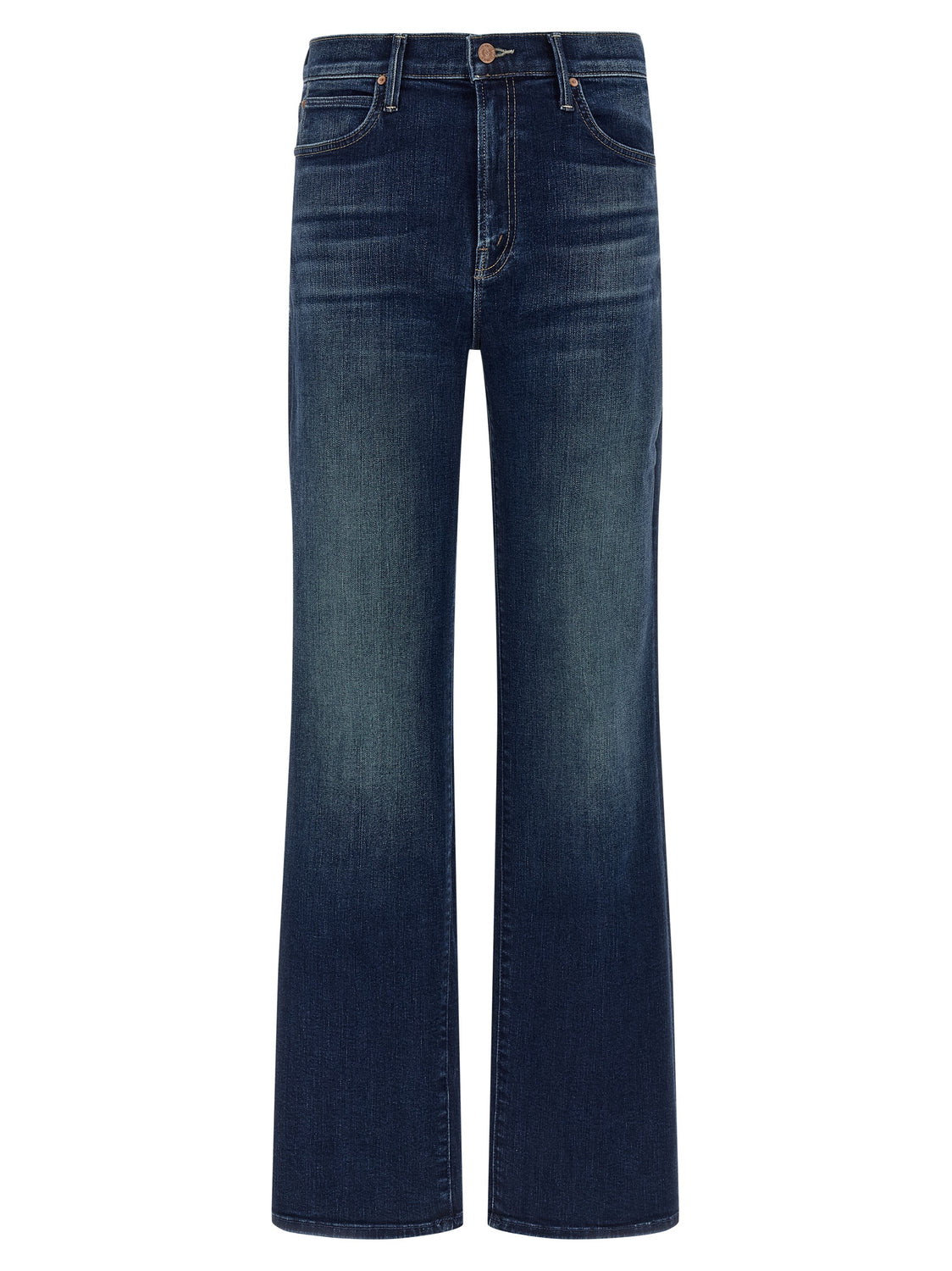 Blue Cotton Straight-Leg Jeans