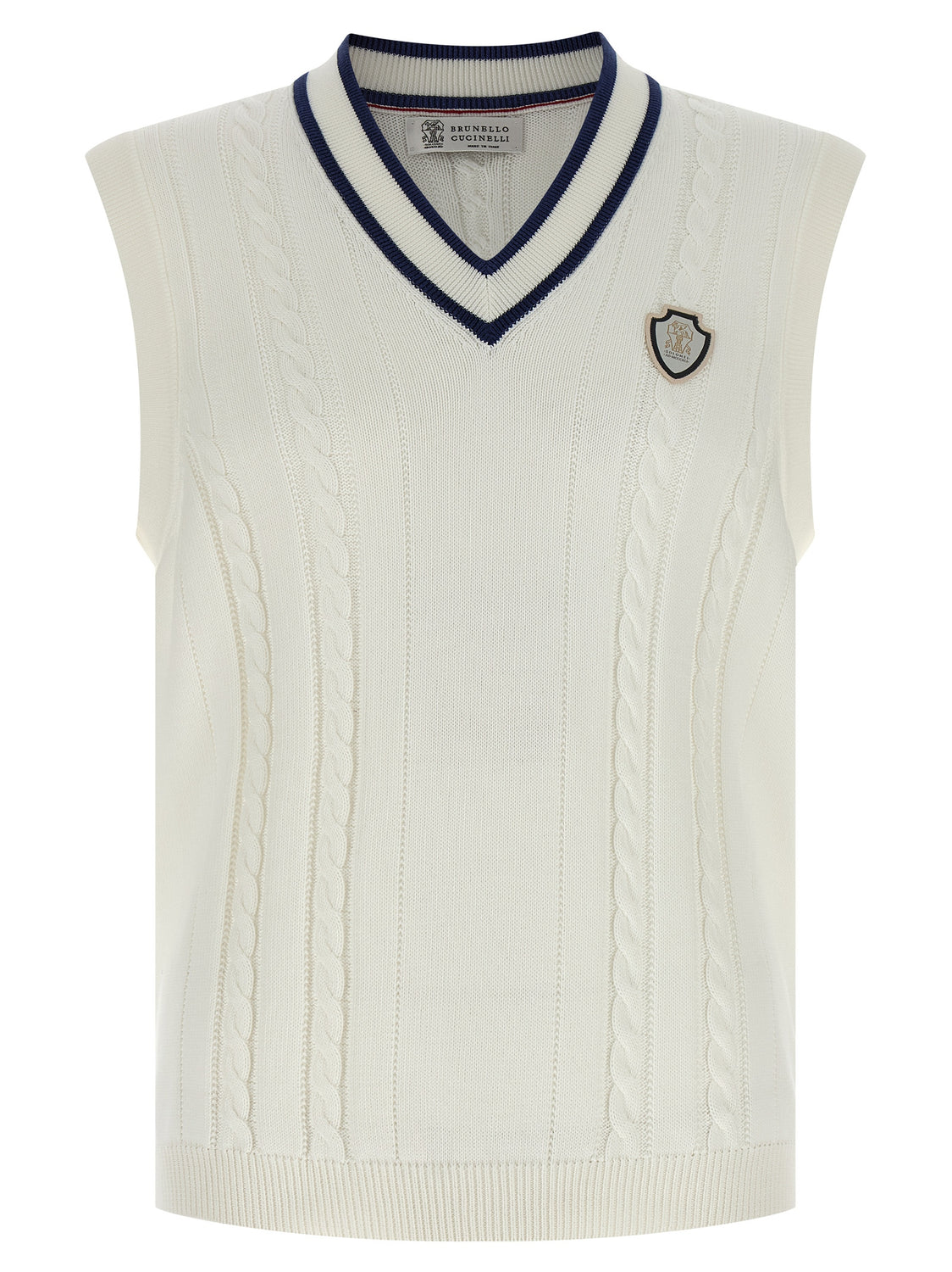 White Cotton Sleeveles Sweater