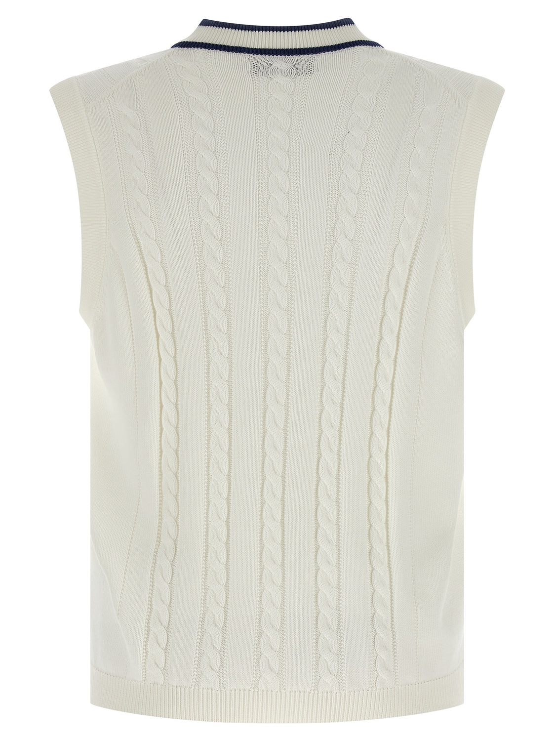 White Cotton Sleeveles Sweater