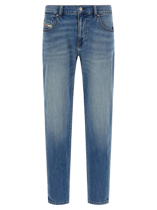 Blue Cotton Straight-Leg Jeans