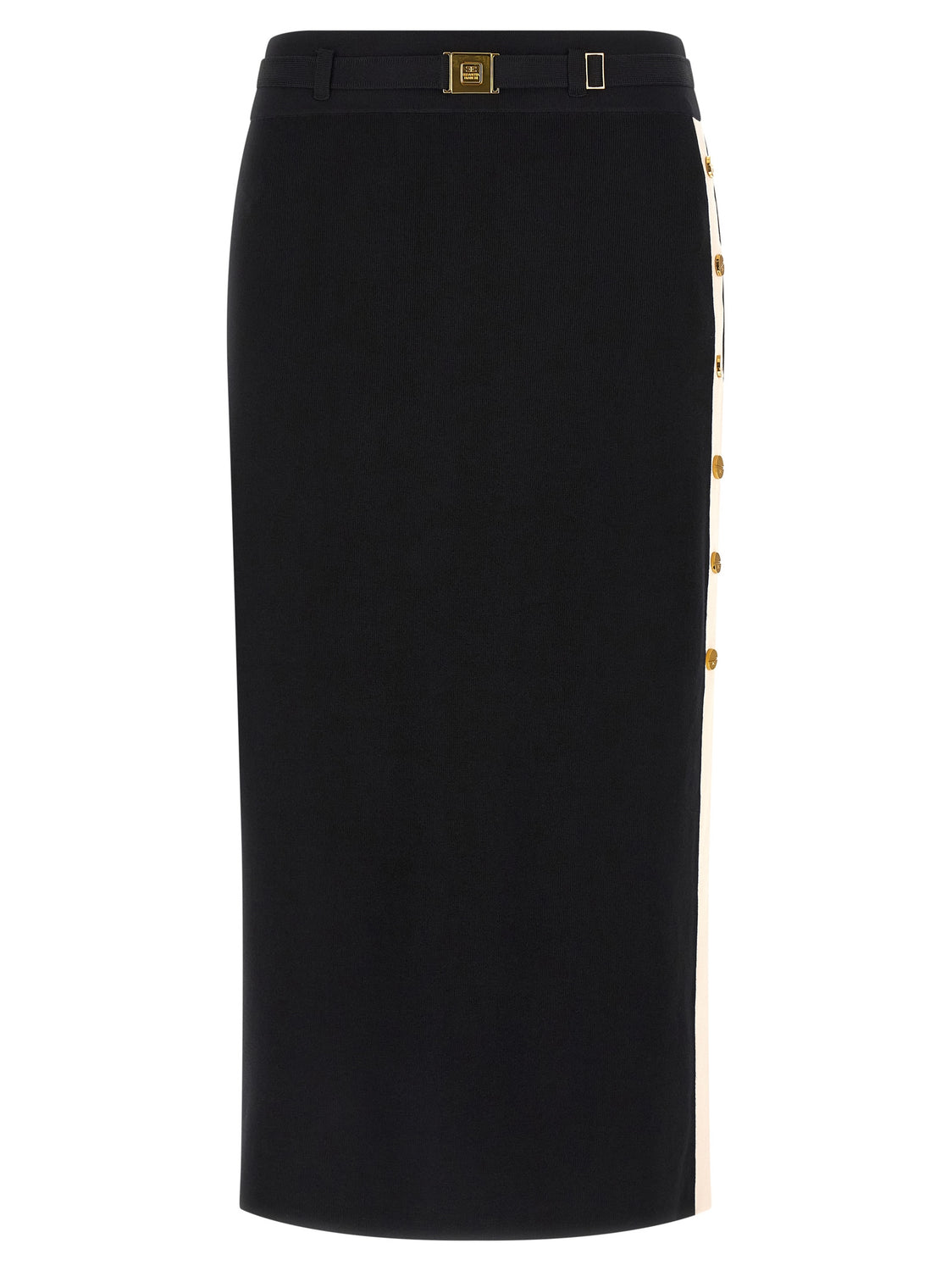 Black Viscose Midi Skirt