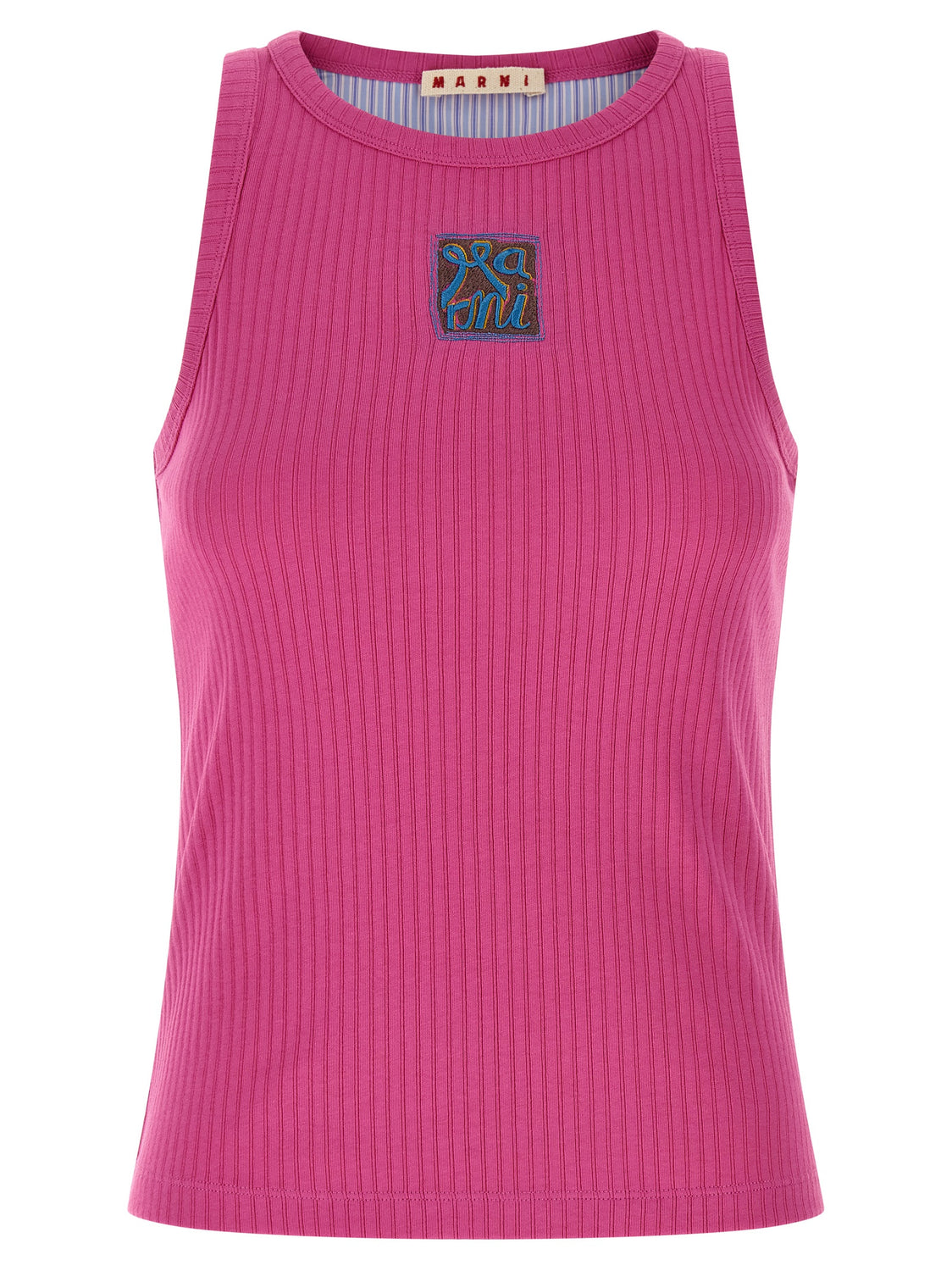 Fuchsia Cotton Sleeveles T-Shirt