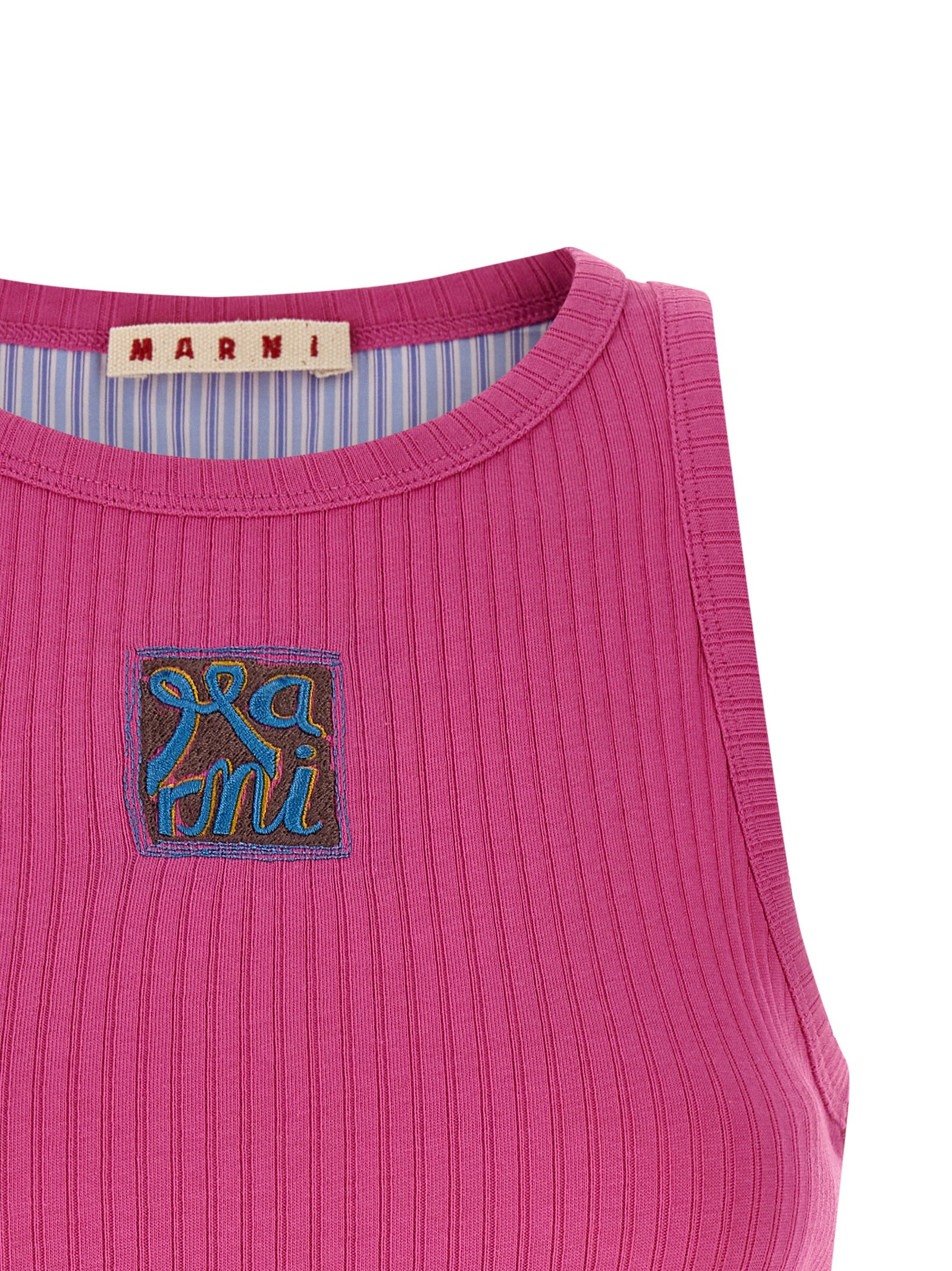 Fuchsia Cotton Sleeveles T-Shirt