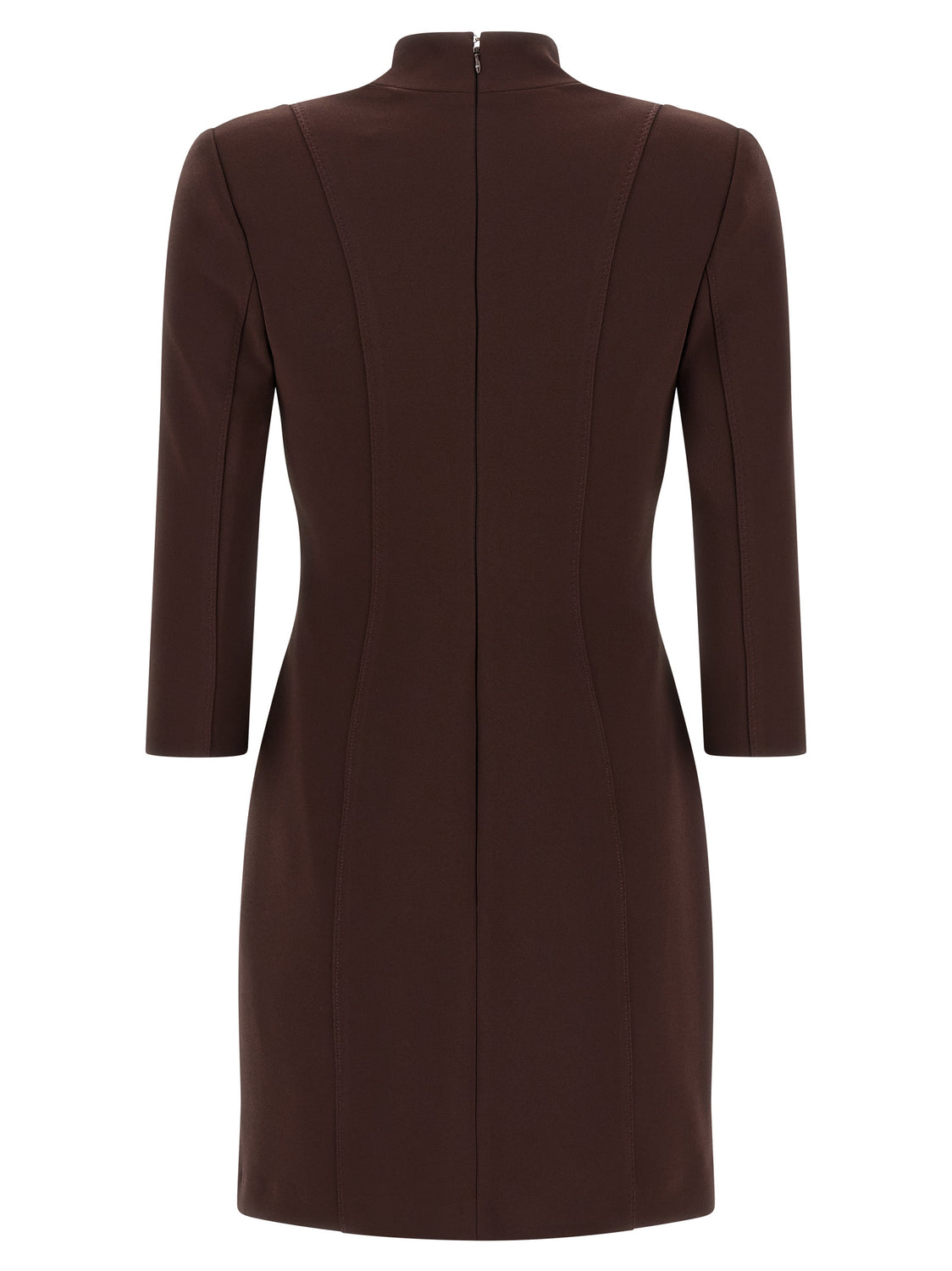 Brown Polyester Short Dress