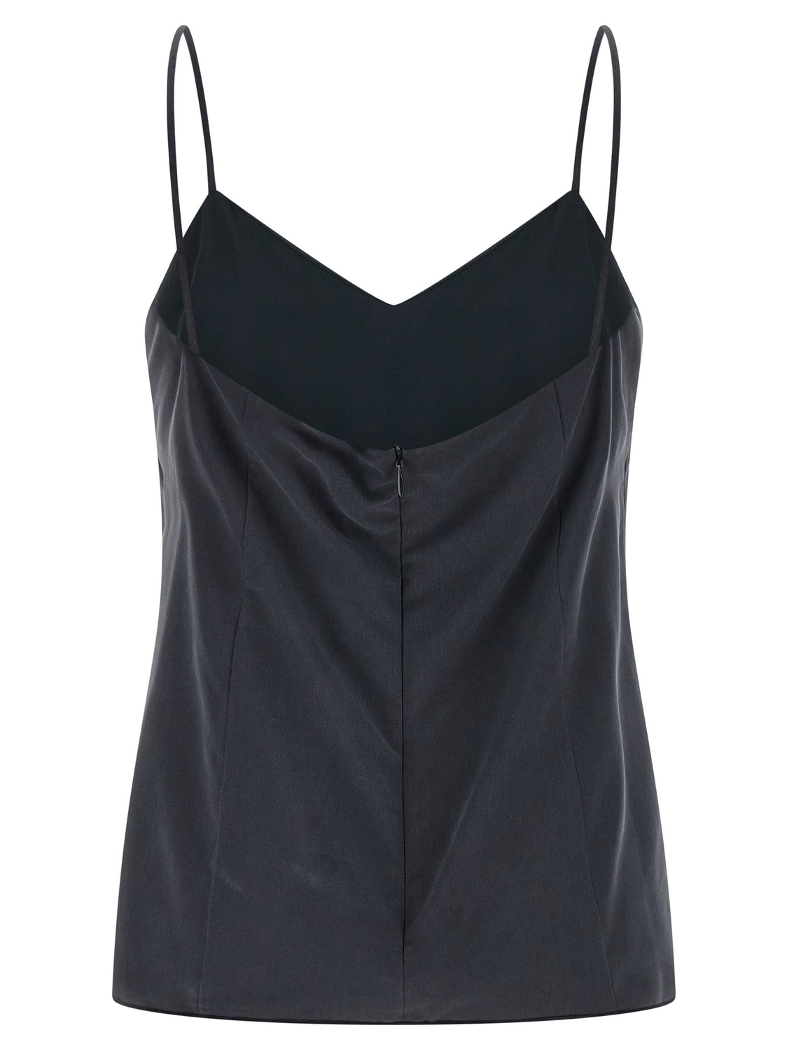 Gray Silk Sleeveles T-Shirt