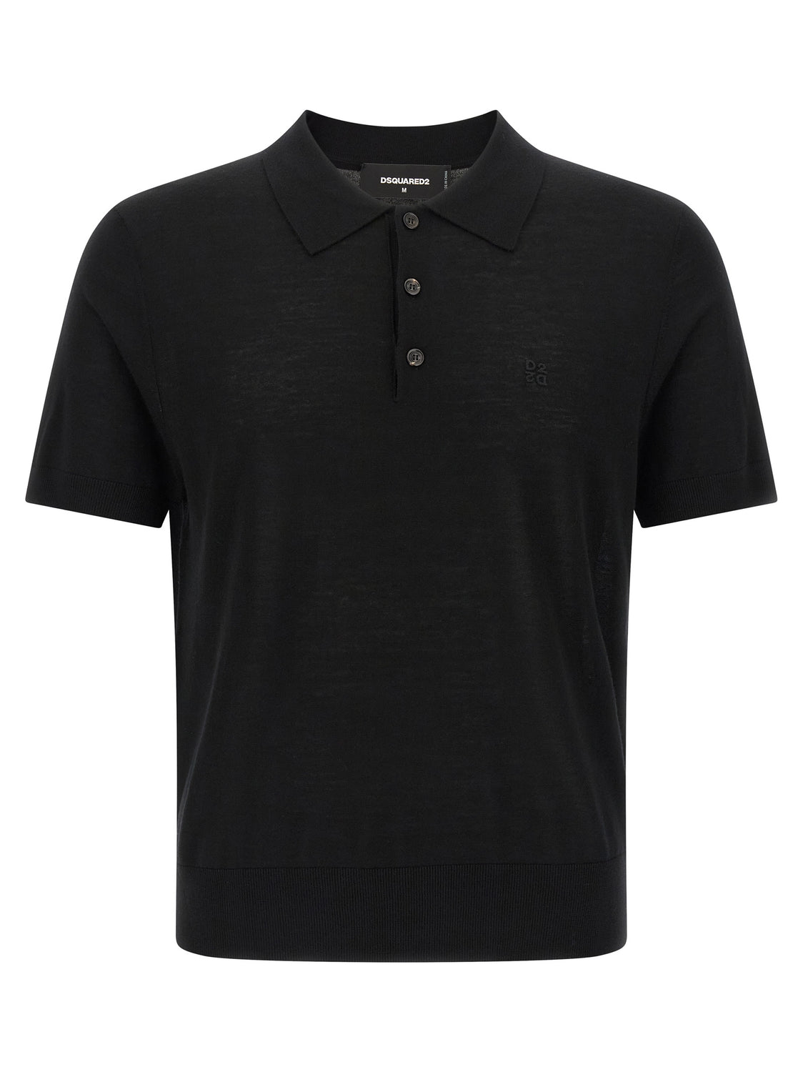 Black Wool Polo Shirt