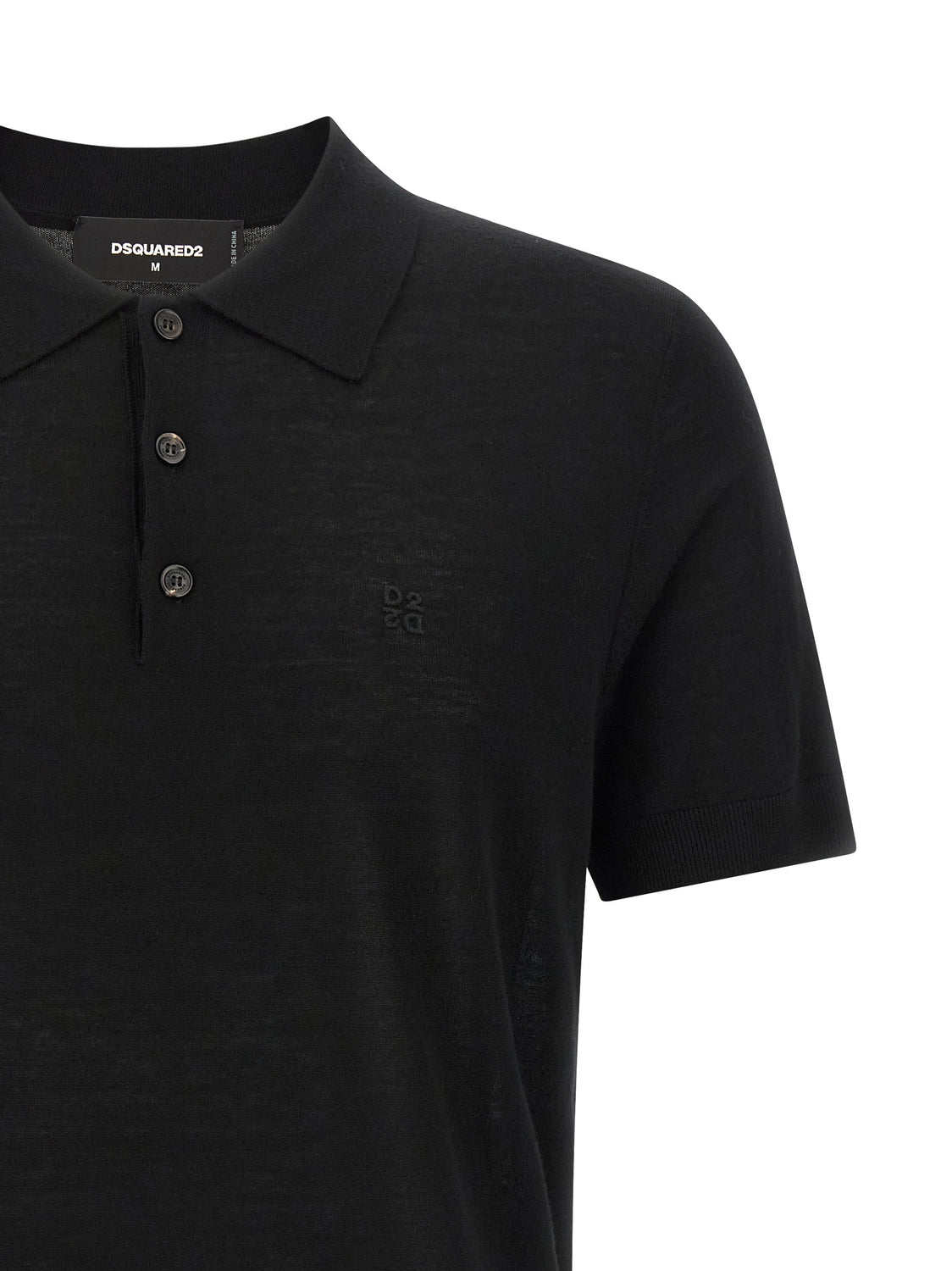 Black Wool Polo Shirt