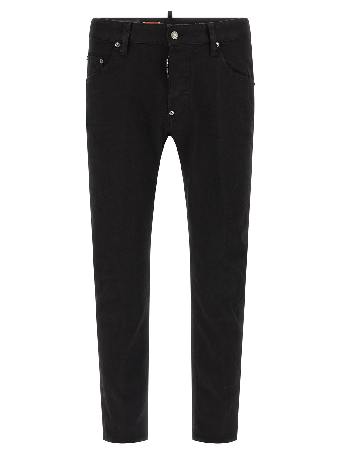Black Cotton Straight-Leg Jeans