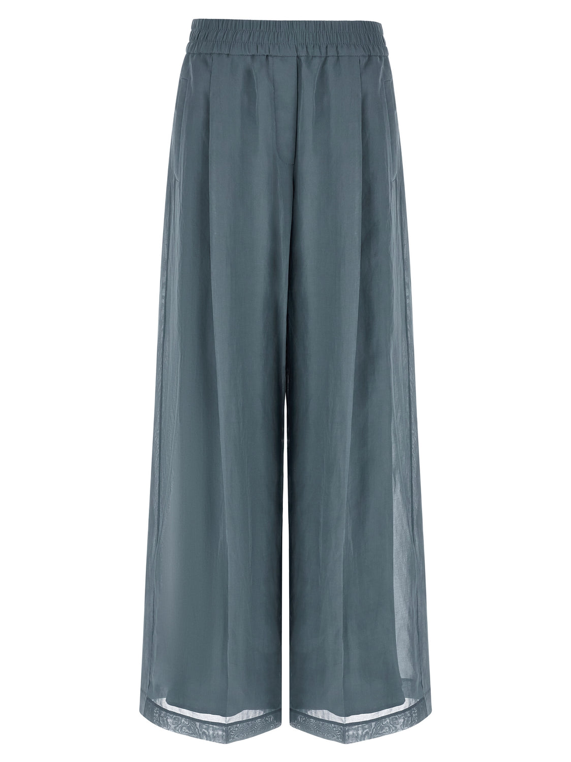 Blue Cotton Casual Pants