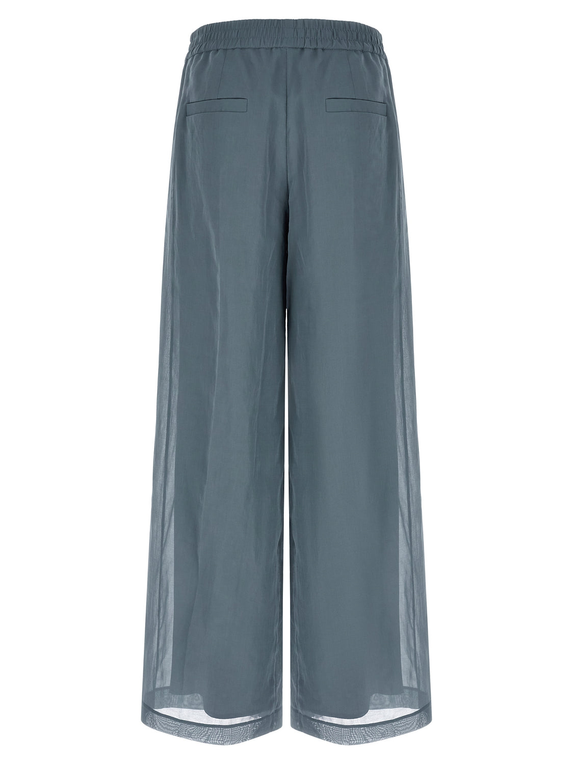 Blue Cotton Casual Pants