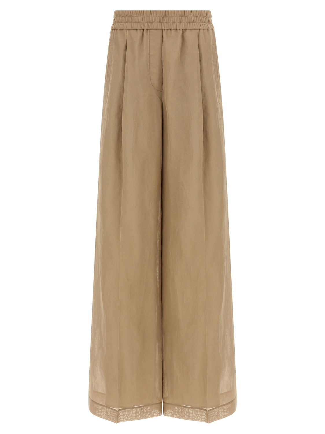Beige Cotton Casual Pants
