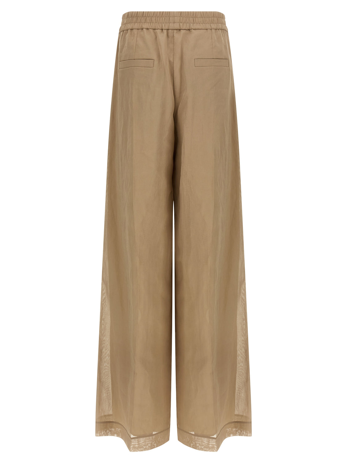 Beige Cotton Casual Pants