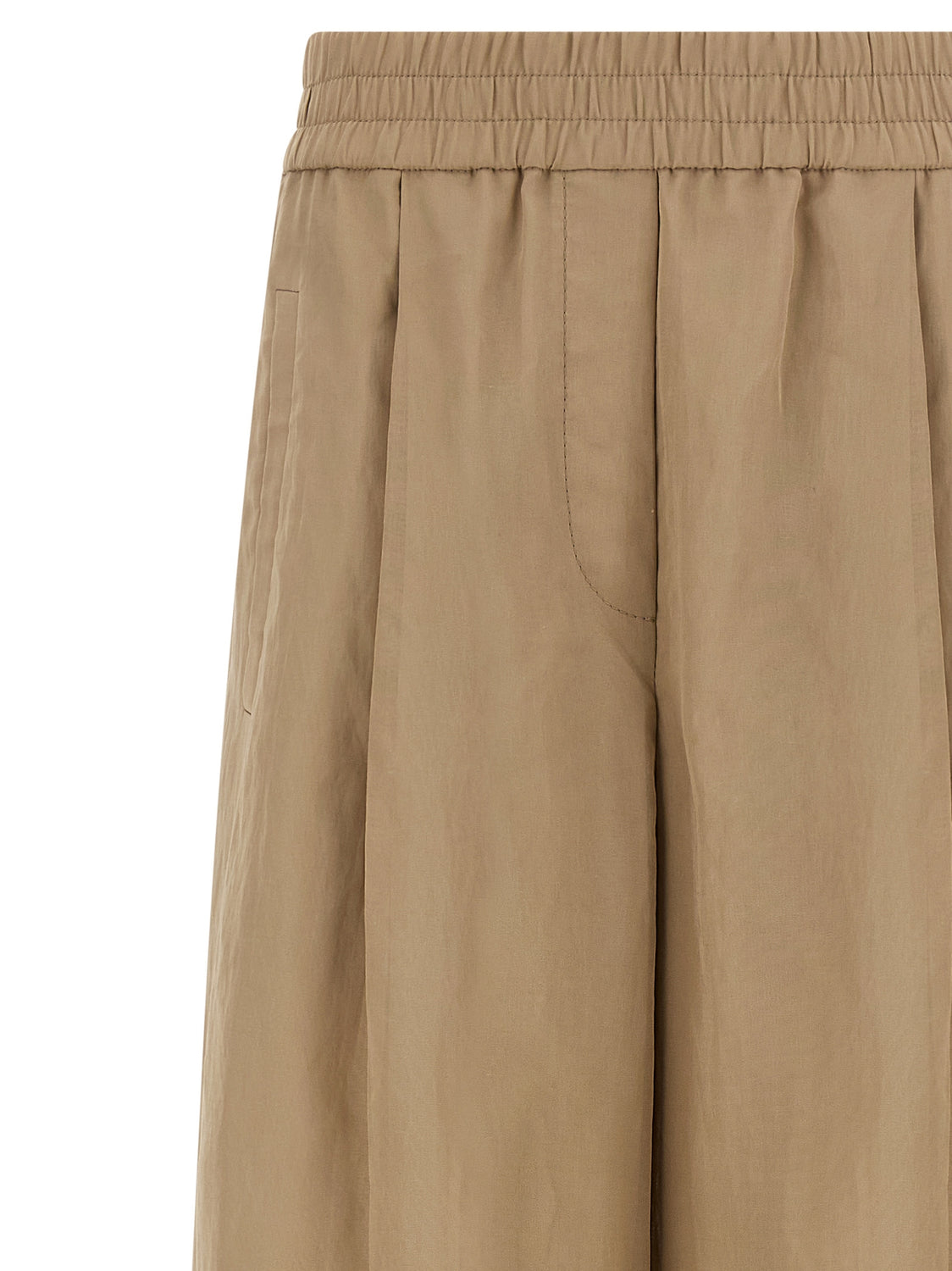 Beige Cotton Casual Pants
