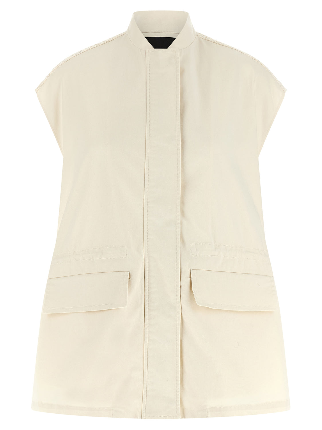 Beige Cotton Sleeveless Jacket