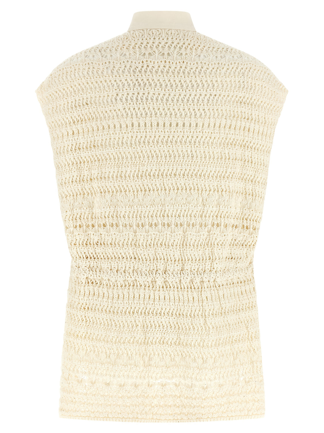 Beige Cotton Sleeveless Jacket
