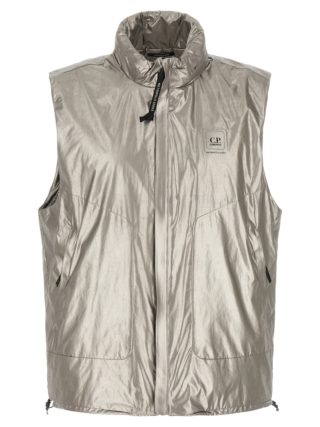 Silver Polyester Sleeveless Jacket